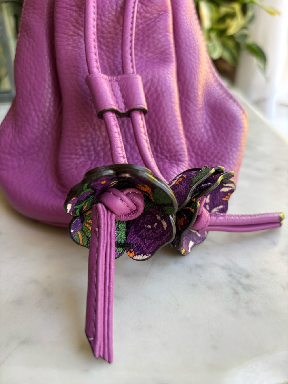 Coach Petal Pebbled Leather Drawstring Wristlet in Purple - Picture 7 of 7